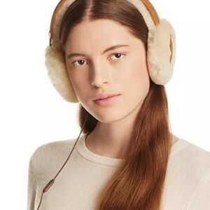 Classic Shearling Sheepskin Earmuffs with Wired Headphones